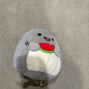 Squishmallows Gray and White Plush with Watermelon